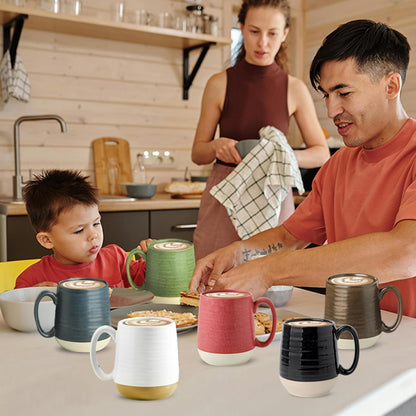 Hasense Porcelain Coffee Mugs Set of 6, 15 Ounce Large Ceramic Coffee Cups Set with Handle for