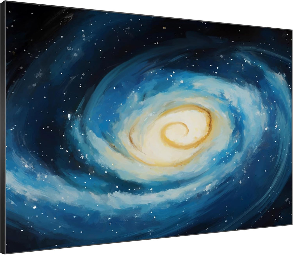 SIGNWIN 46"x60" Extra Large Framed Wall Art Spiral Galaxy Vivid Blue and Yellow Cosmic Space