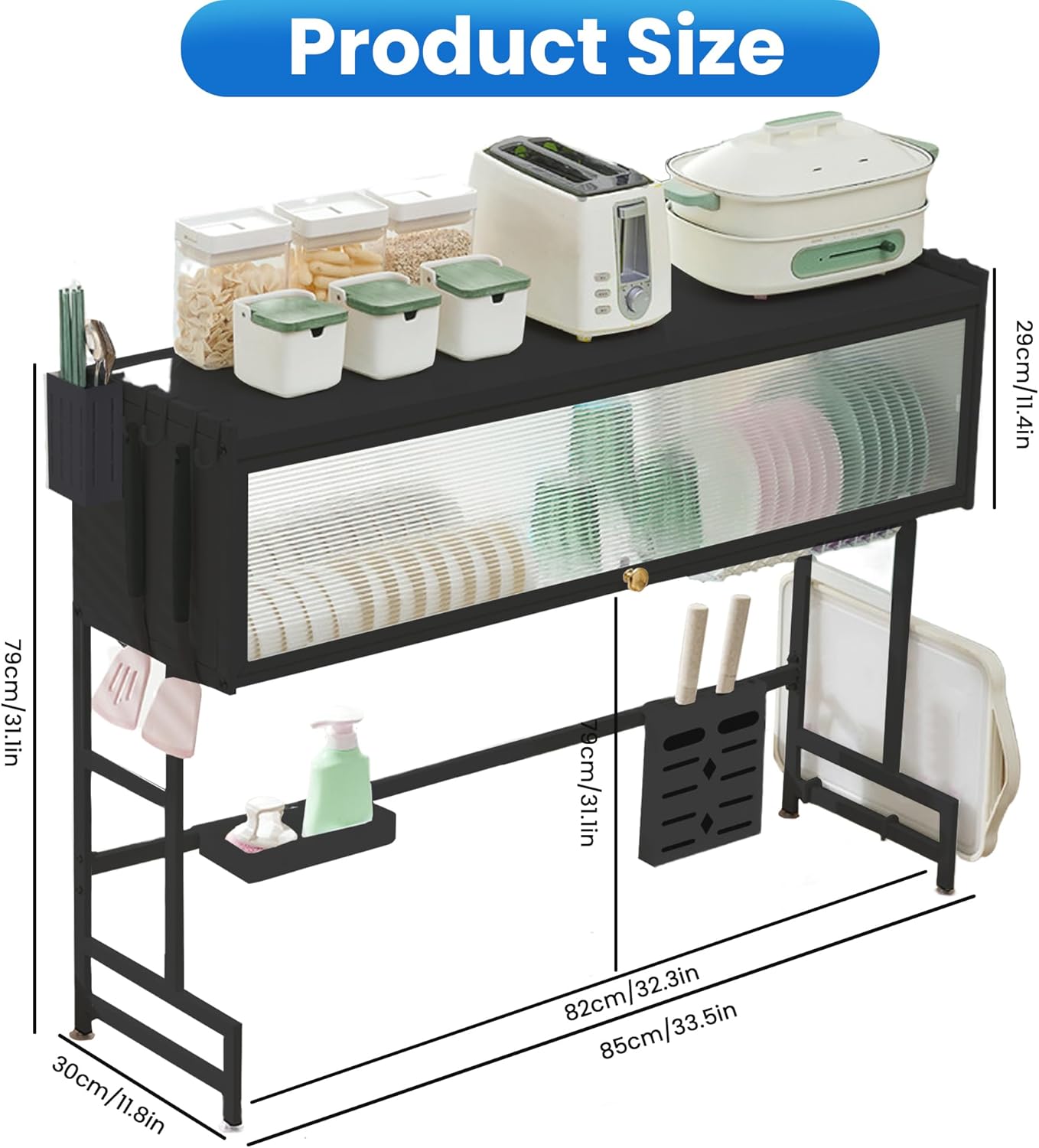Dish Drying Rack, 3-Tier Over Sink Dish Drying Rack, 33.5" Over Sink Dish Rack for Small Kitchen