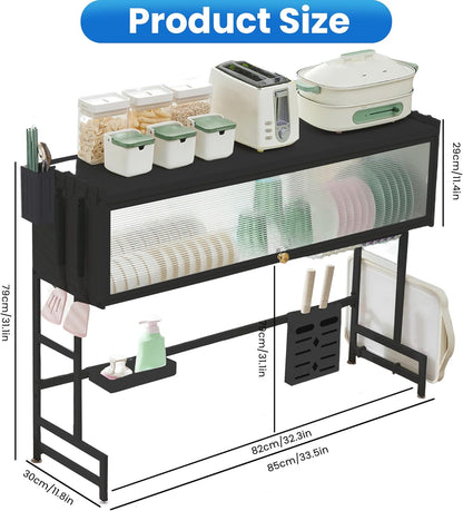 Dish Drying Rack, 3-Tier Over Sink Dish Drying Rack, 33.5" Over Sink Dish Rack for Small Kitchen