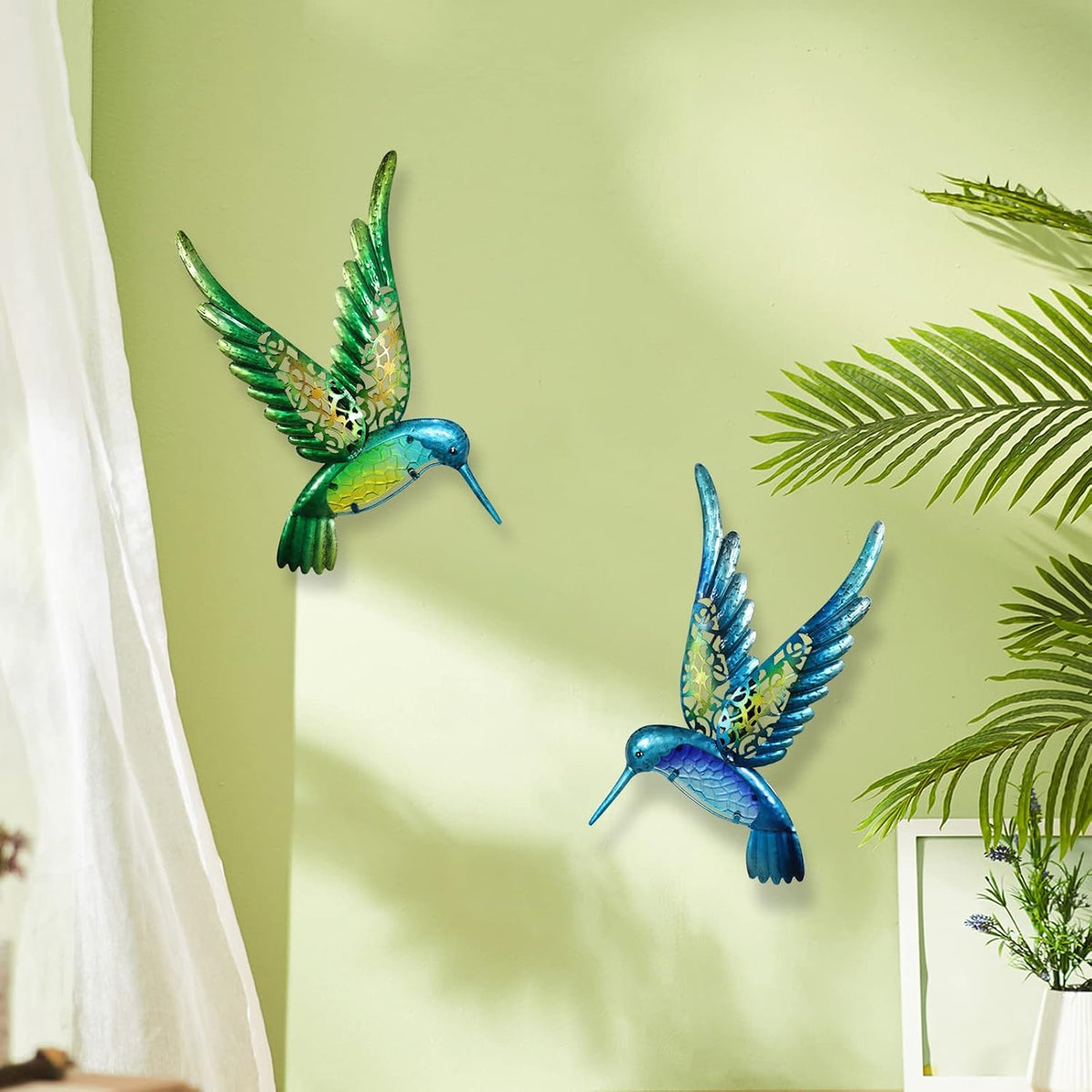 HONGLAND Metal Hummingbird Wall Art 15inch Metal Birds Wall Sculpture Garden Decoration Outdoor