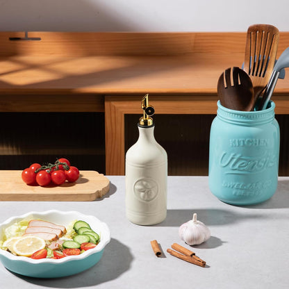 Sweejar 16 Oz Ceramic Olive Oil Dispenser Bottle, Oil Dispenser for Kitchen with Gravity Spout