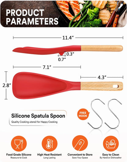 Cooking Spoon for Nonstick Cookwares, Great for Cooking and Serving Sturdy BPA-Free Matte Silicone