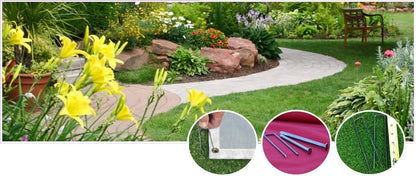 Ashman Galvanized Garden Stakes Landscape Staples and Fence Stake (500 Garden Staples - Heavy Duty