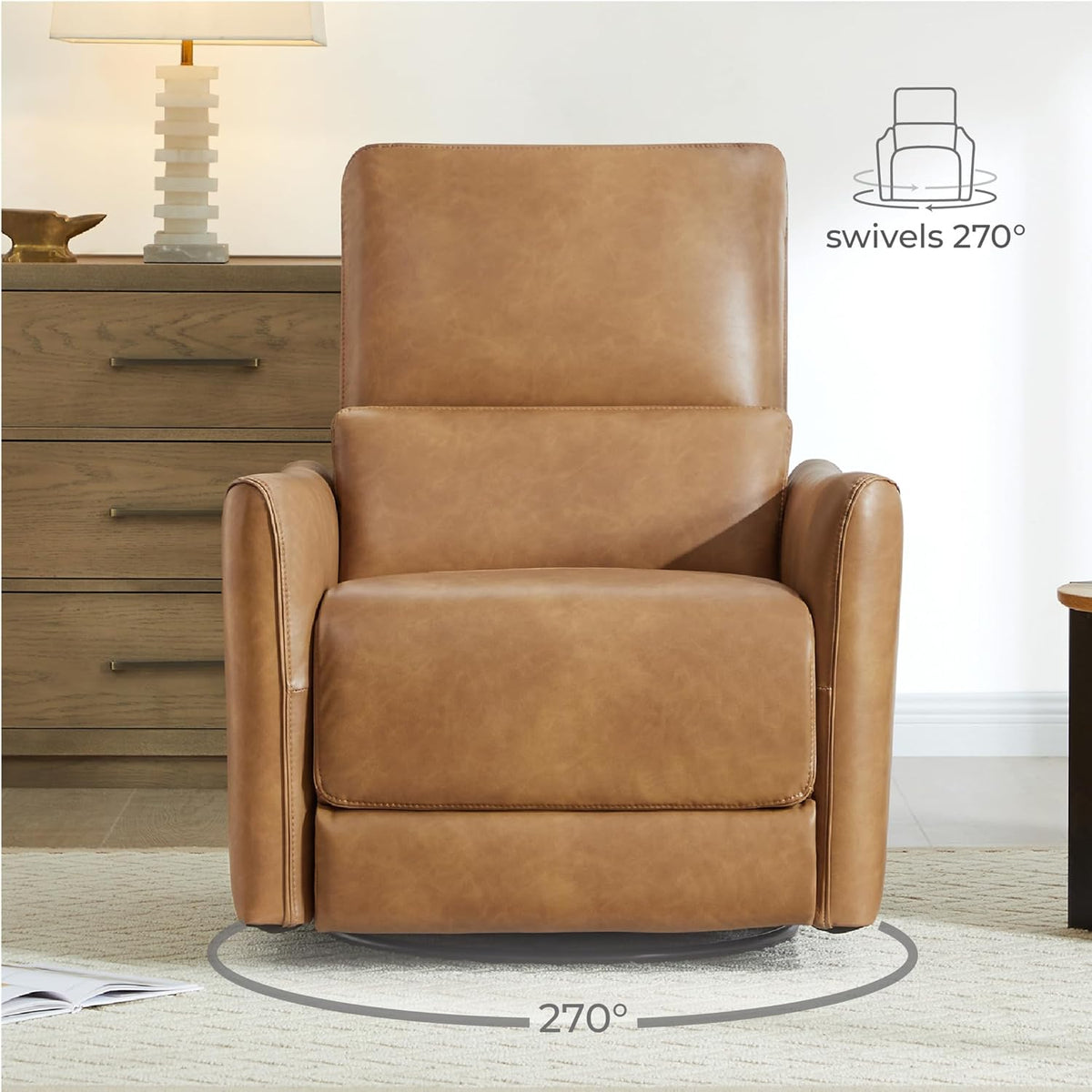 CHITA Power Recliner Chair Swivel Glider, FSC Certified Upholstered Faux Leather Living Room