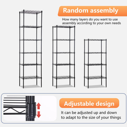FDW 6 Tier Wire Shelving 17L x 12W x 64H Pantry Shelves Storage Rack Shelving Units Adjustable