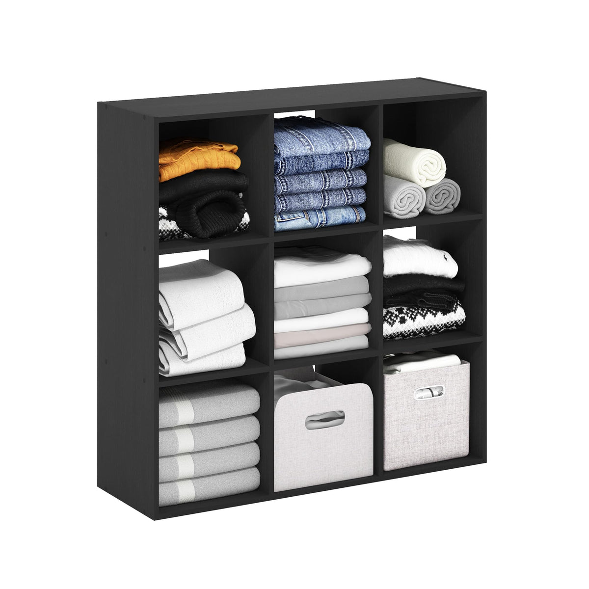 Furinno PELLI Closet Organizers and Storage, 9-Cube Closet Organizer, Open Shelf Closet Storage