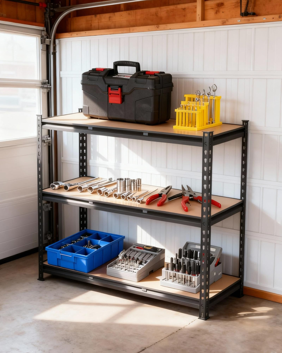 Garvee 3Tier Adjustable Garage Shelving Units, 1320 Lbs Heavy Duty Metal Utility Rack Shelf, 48" W