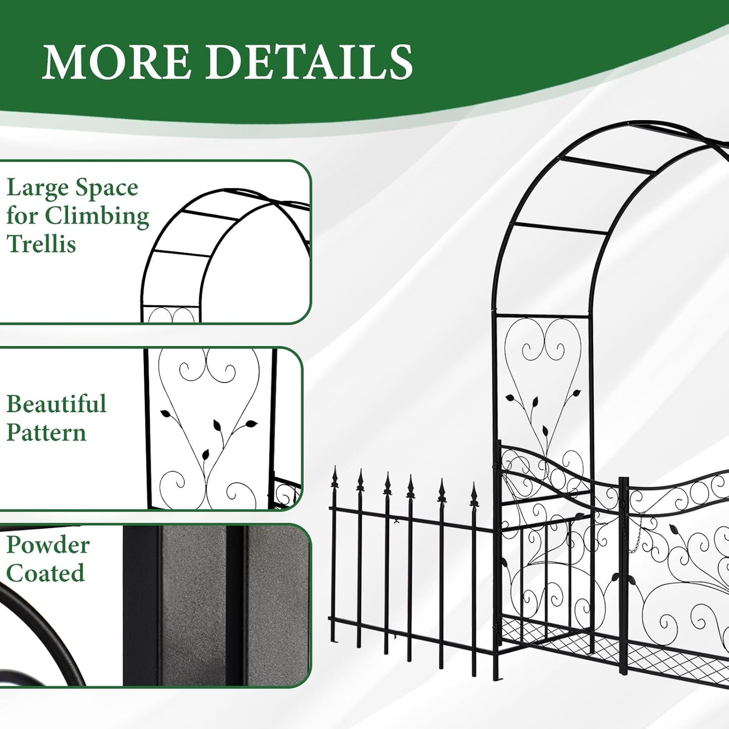 VINGLI Garden Arbor Arch, Wedding Arch Archway for Ceremony Party, Trellis for Plant Climbing