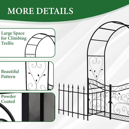 VINGLI Garden Arbor Arch, Wedding Arch Archway for Ceremony Party, Trellis for Plant Climbing