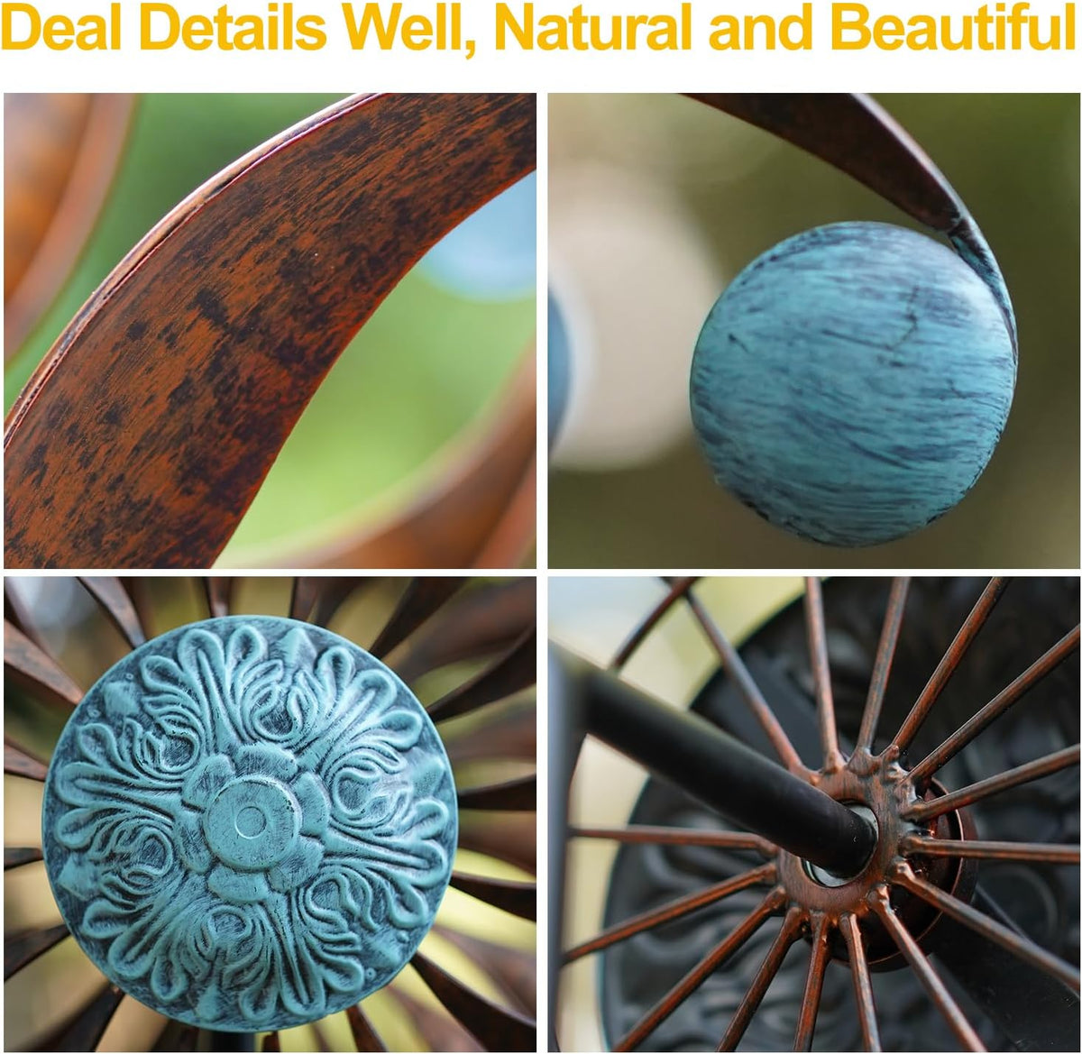 LimeHill Metal Wind Spinner for Garden and Yard - Kinetic Wind Spinners Outdoor Large (24 x 84