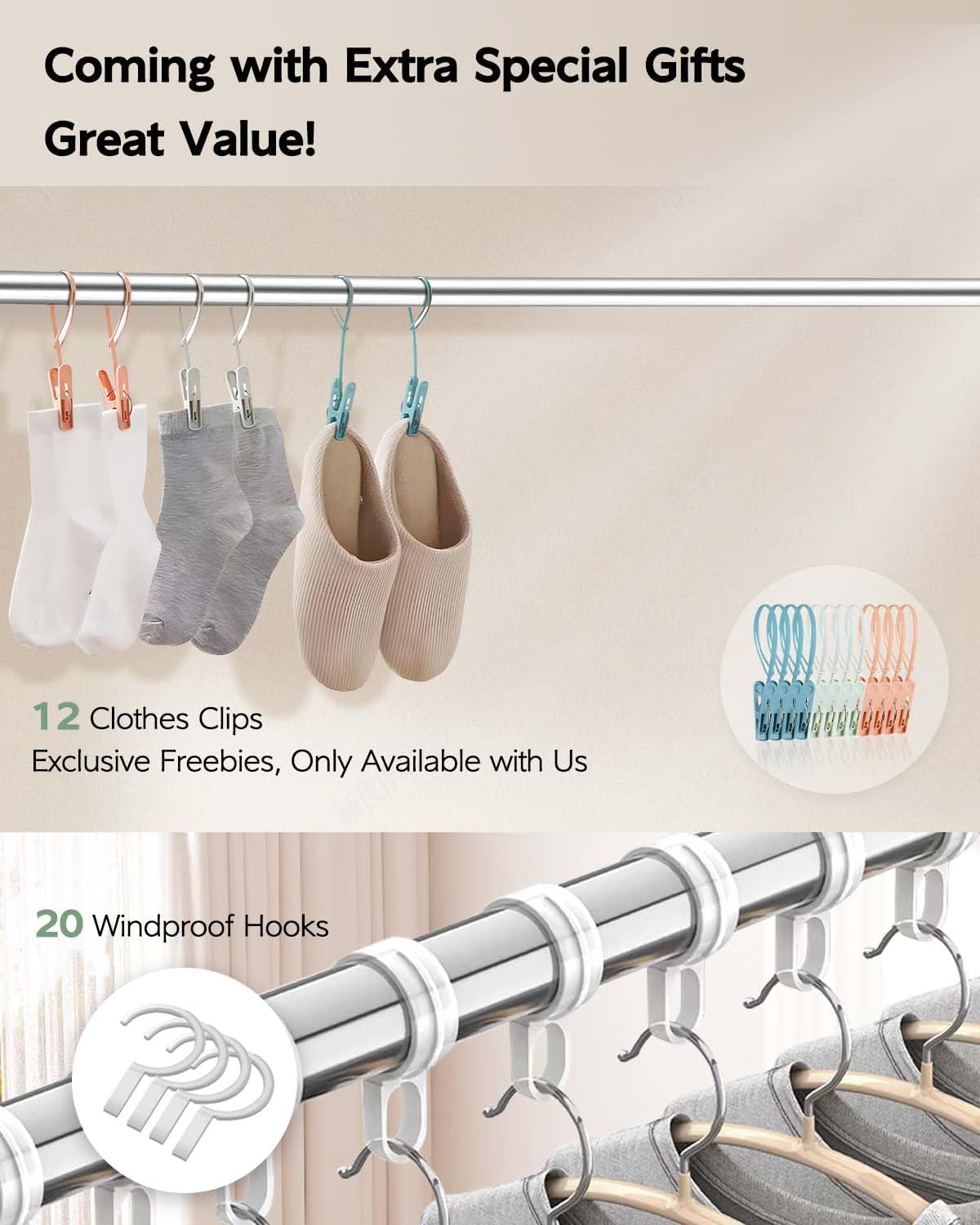 Clothes Drying Rack 95 Inches Folding Outdoor Indoor, Drying Rack Clothing Collapsible, Foldable