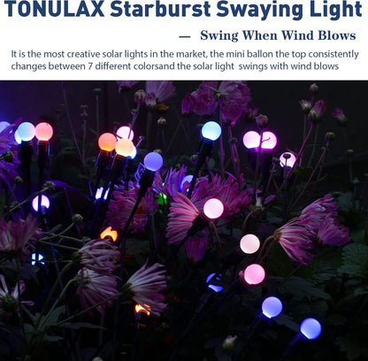 TONULAX Solar Garden Lights, Starburst Swaying Light - Swaying When Wind Blows, Solar Lights