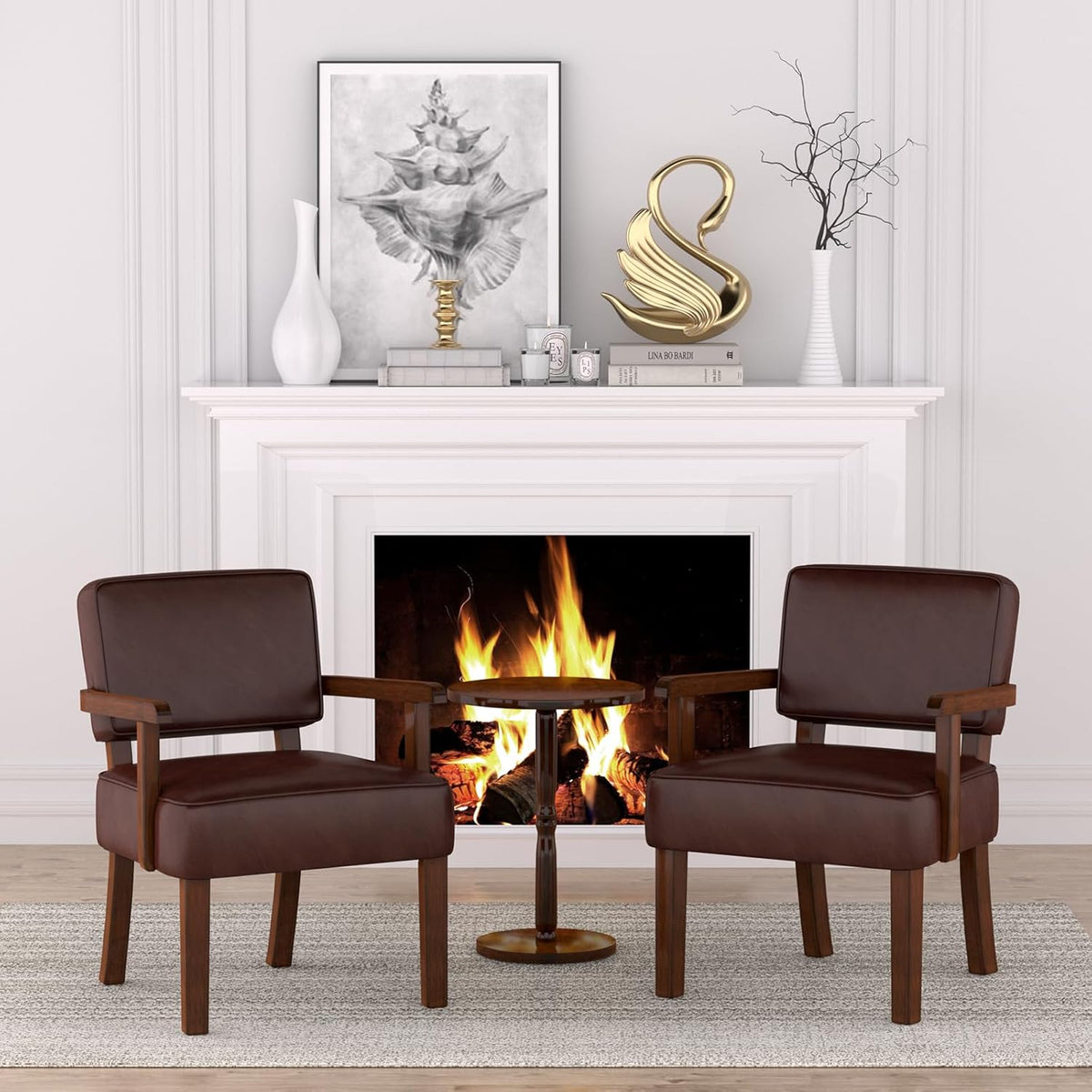 Accent Chair, PU Leather Living Room Chairs Oversize with Soft Seat and Armrests for Living Room