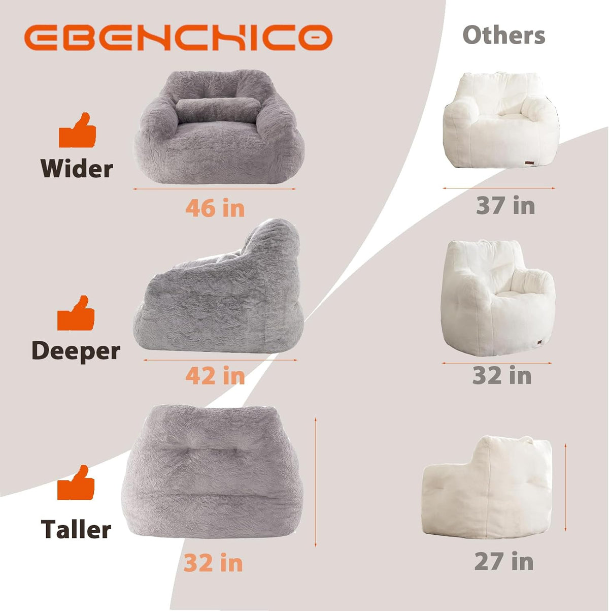Bean Bag Chair for Adults with Pillow,Oversized Bean Bag Couch Chairs for Adults,Giant Lazy Couch