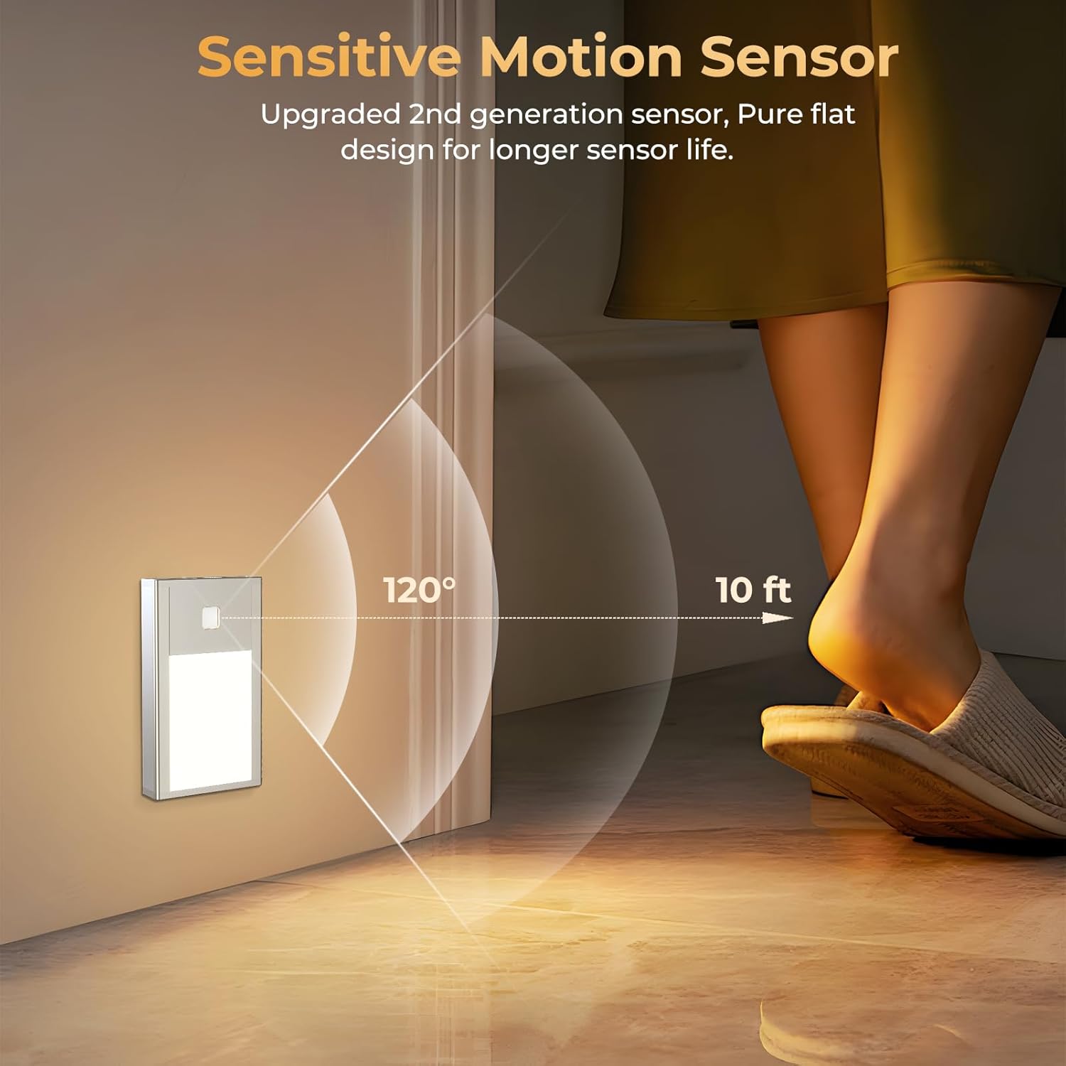 VST Motion Sensor Step Night Light, Rechargeable Battery Powered Led Light with Magnetic Suck