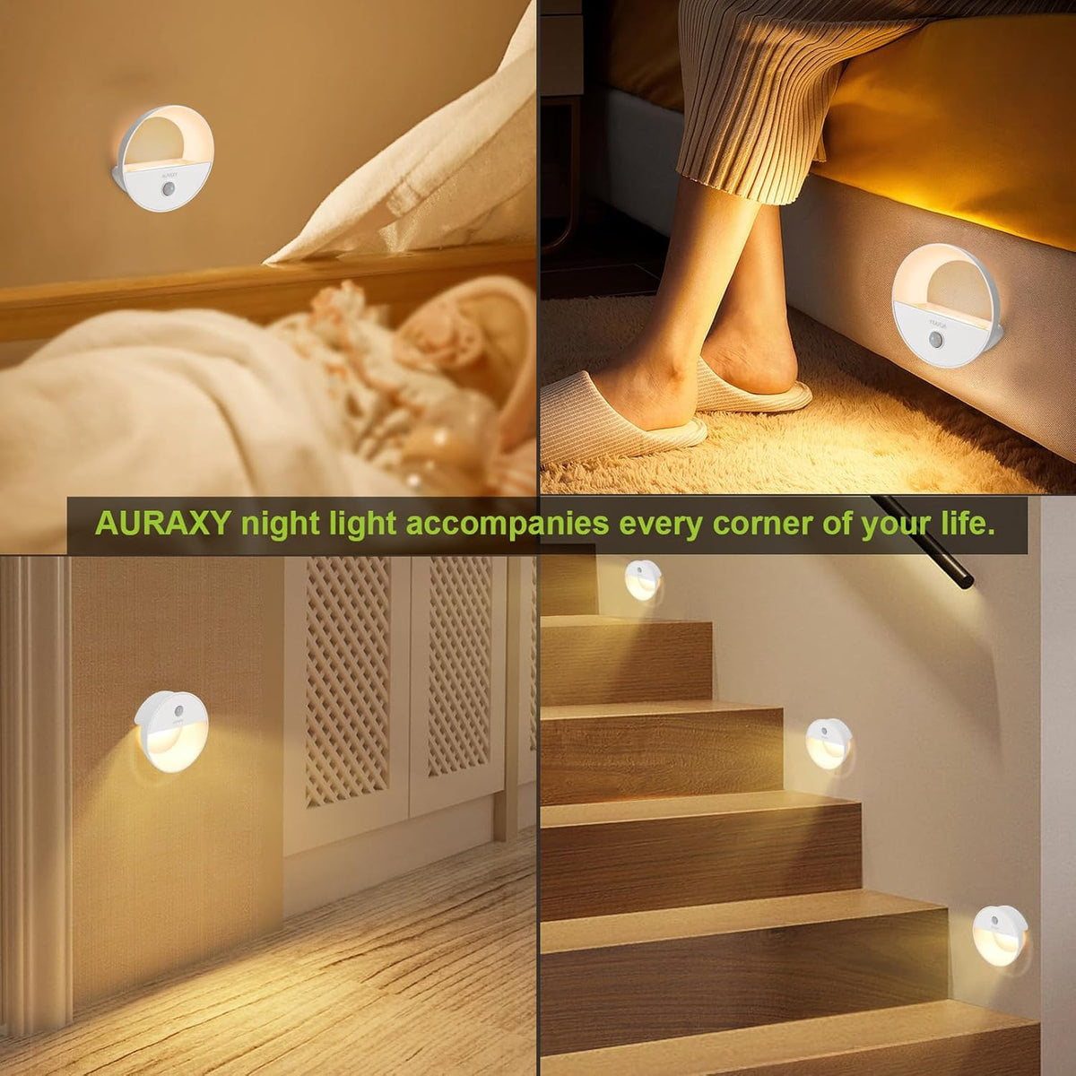 Rechargeable Battery Night Light, Motion Sensor Night Light, LED Warm White Magnetic Stick-on