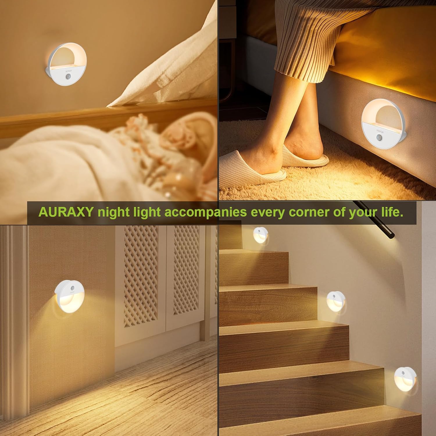 Rechargeable Battery Night Light, Motion Sensor Night Light, LED Warm White Magnetic Stick-on