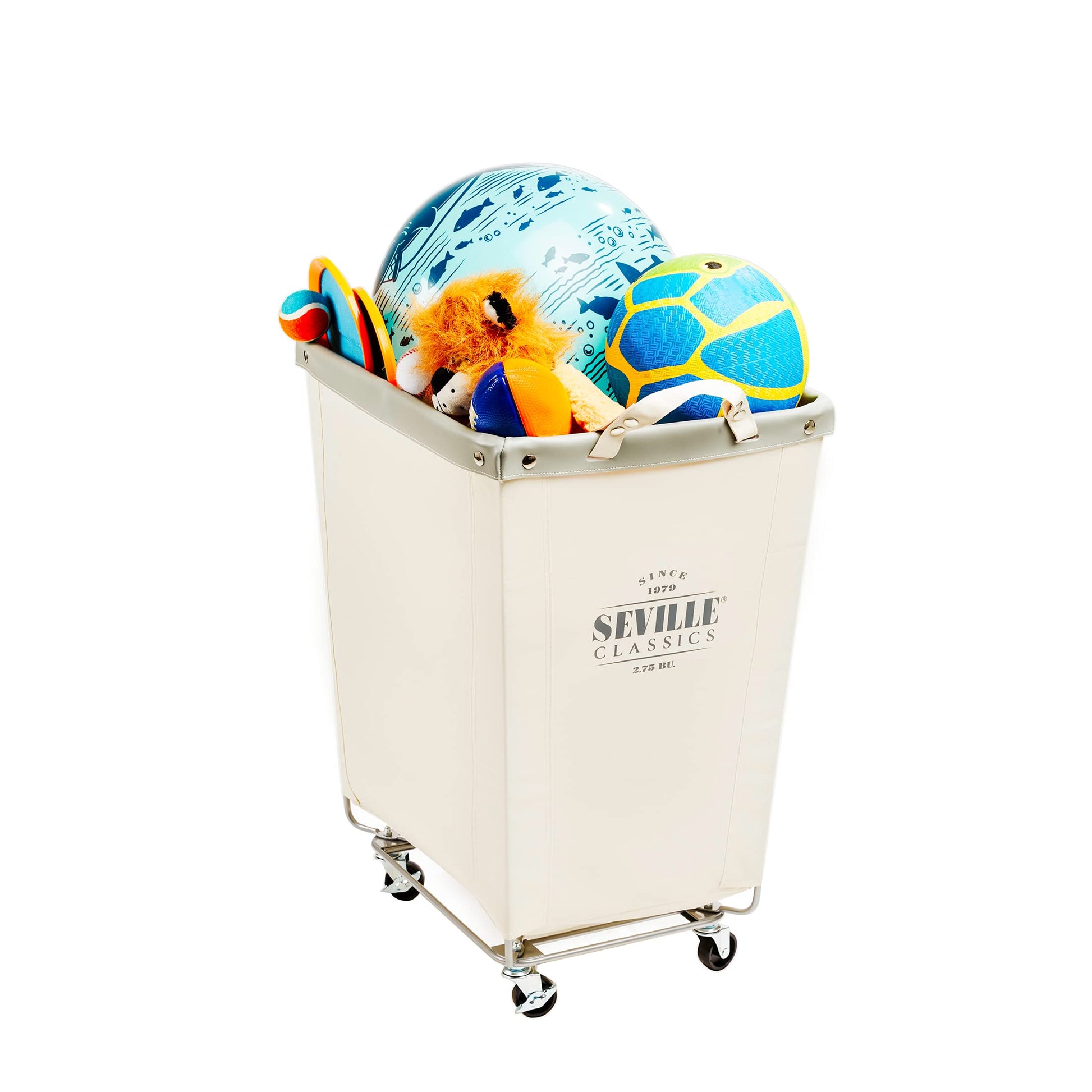Heavy-Duty Canvas Laundry Hamper w/Wheels, 16"W x 22"D, Natural White
