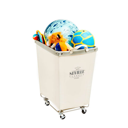 Heavy-Duty Canvas Laundry Hamper w/Wheels, 16"W x 22"D, Natural White