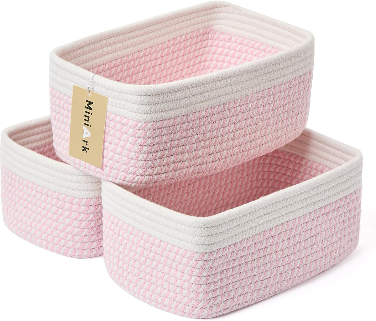 Small Storage Baskets for Organizing | Closet Organizer Bins | Shelf Toy Basket | Woven Rope
