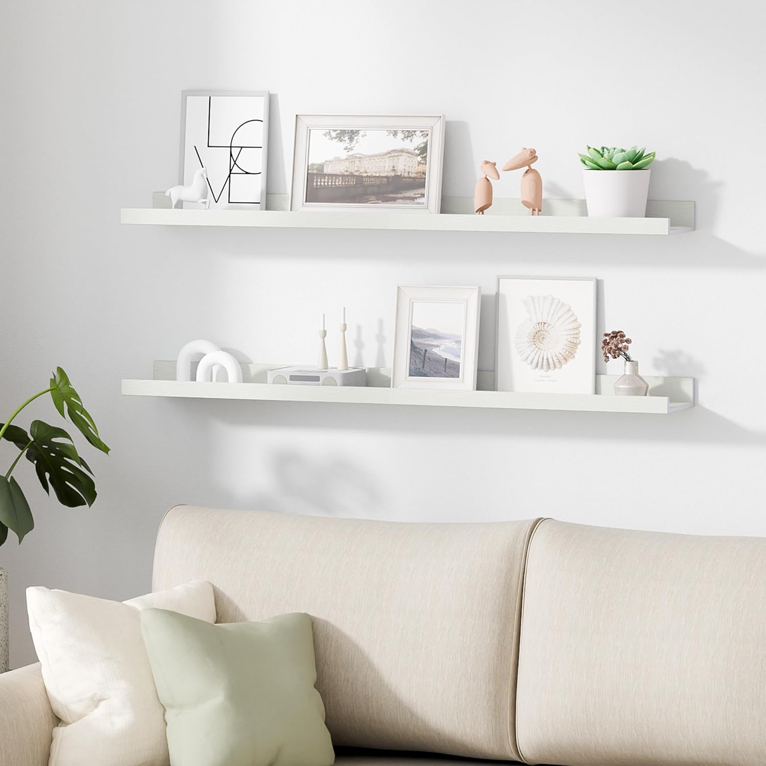 upsimples Floating Shelves for Wall, Wall Shelves for Decor Storage Set of 6, Wall Mounted Wood