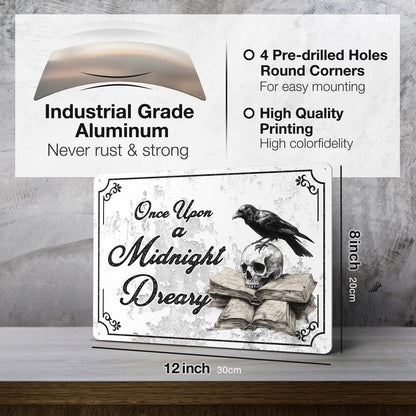 Heuhuww Vintage Gothic Wall Decor-Once Upon A Midnight Dreary Gothic Metal Sign for Home Room,The