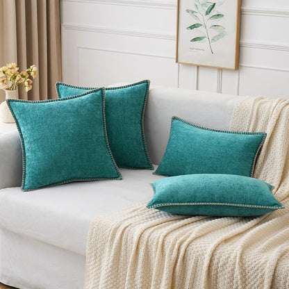 MIULEE Pack of 2 Couch Throw Pillow Covers 20x20 Inch Teal Farmhouse Decorative Pillow Covers with