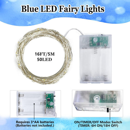 4-Pack 50 LED Christmas Fairy Lights Battery Operated with Timer, 16FT Waterproof Starry String