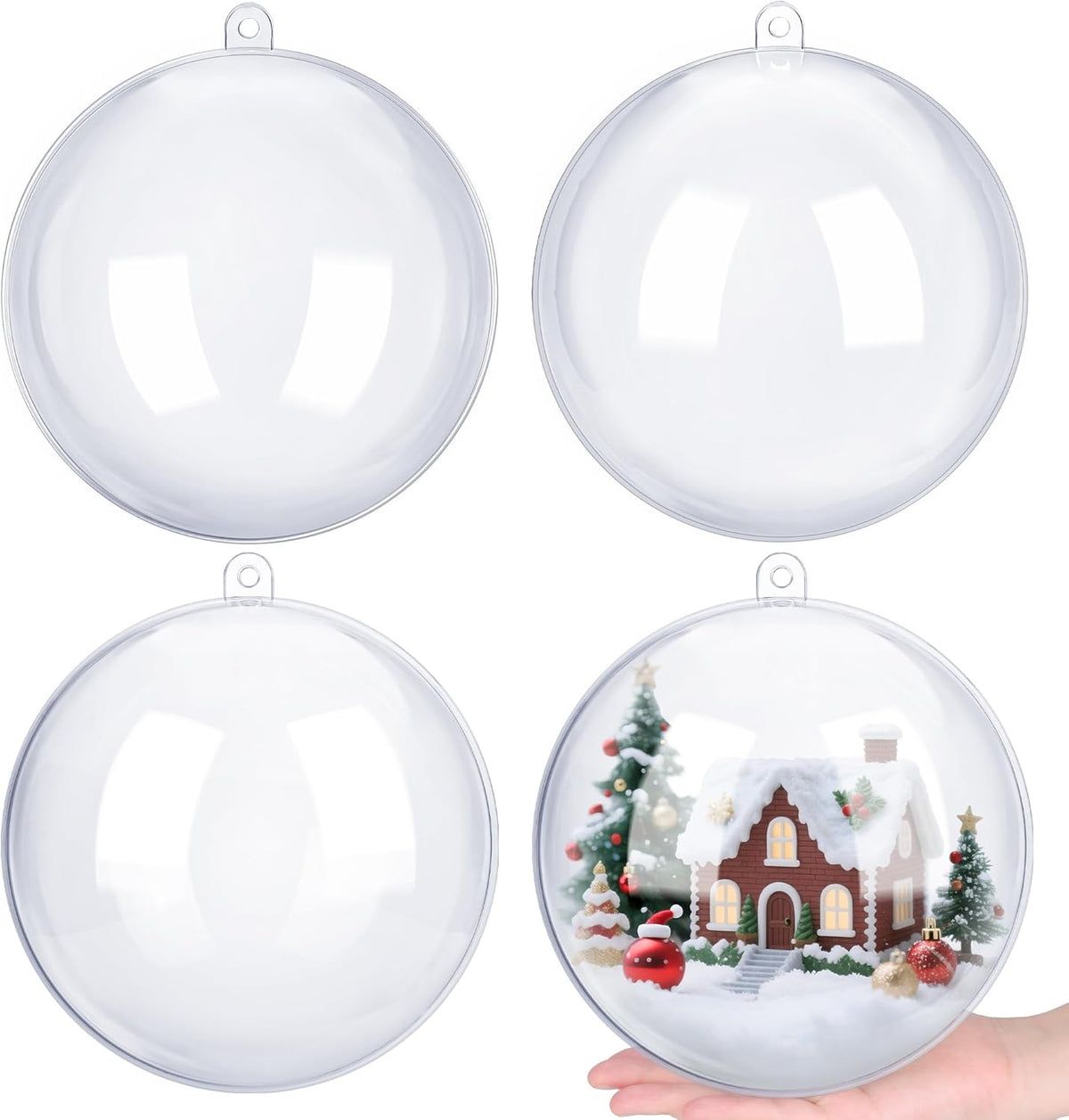 ANVAVO 2 Pieces 20 cm Christmas Clear Plastic Fillable Ball Ornaments DIY Craft Transparent Baubles