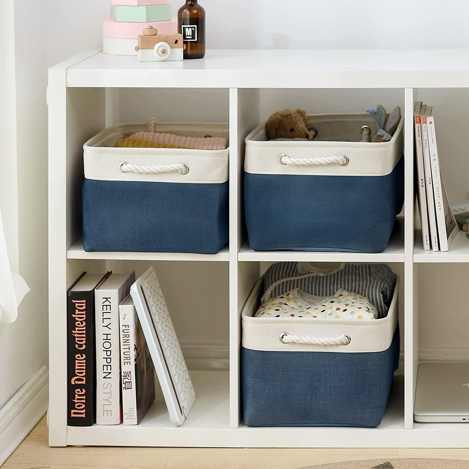 TheWarmHome Storage Bins for Shelves - 1 Pack 15.7x11.8x8.3 inch Fabric Storage Cubes, Storage