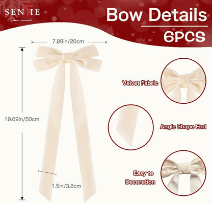 Senjie Velvet Large Christmas Bows for Staircase Garland Wreath, 20in x 8in Vintage Ribbon Bows