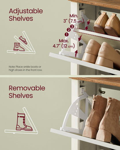 VASAGLE LIRY Collection - Shoe Storage Cabinet Organizer with 2 Flip Drawers, Freestanding Narrow