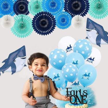 BEISHIDA Blue White Hanging Honeycomb Round Paper Fans Decoration Kit for Baby Boy Shower 1st