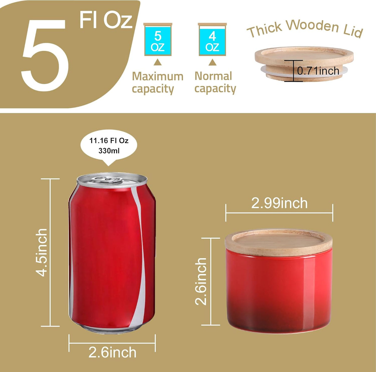 Sweejar Kitchen Canisters Ceramic Food Storage Jar, Stackable Containers with Airtight Seal Wooden