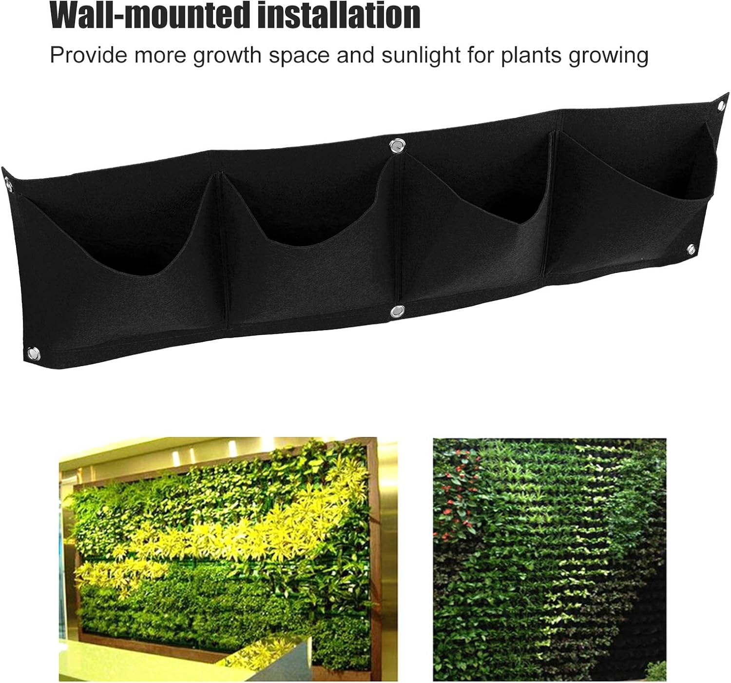 Atyhao Vertical Hanging Outdoor Wall Planter 4Pcs 4 Pocket Plant Grow Bag Wall Mounted Reusable