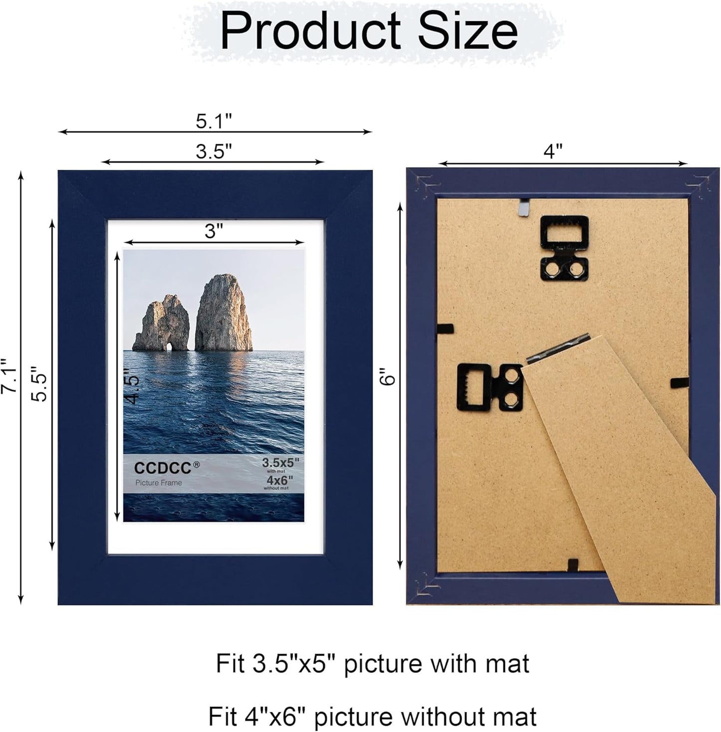 4x6 Picture Frame Set of 4, 4 x 6 Wood Photo Frames with Mat for 3.5x5, Natural Wooden Frame with