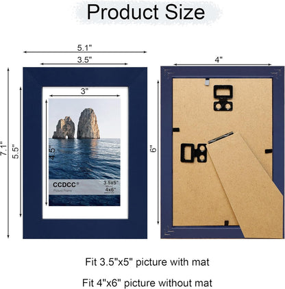 4x6 Picture Frame Set of 4, 4 x 6 Wood Photo Frames with Mat for 3.5x5, Natural Wooden Frame with