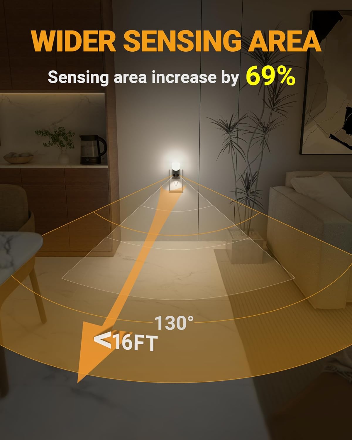 Lyridz Motion Sensor Night Light, LED Night Lights Plug into Wall, 1-150LM Dimmable Night Light