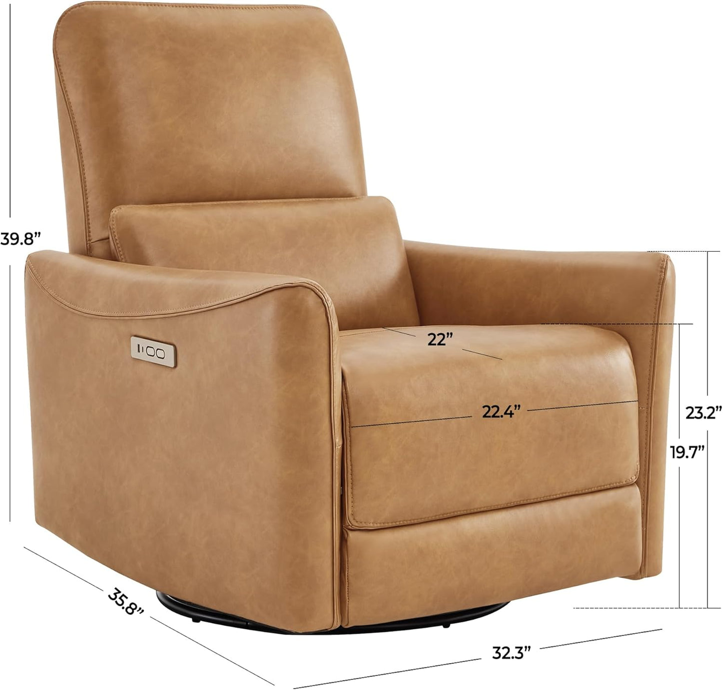 CHITA Power Recliner Chair Swivel Glider, FSC Certified Upholstered Faux Leather Living Room