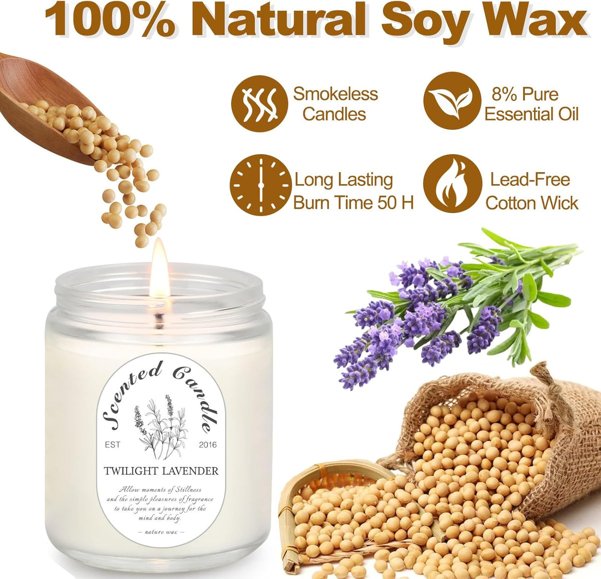 4 Pack Candles for Home Scented, Lavender Candles, 28 oz 200 Hour Long Lasting Aromatherapy Candle