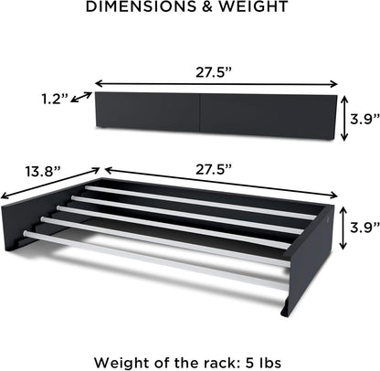 Step Up Laundry Drying Rack (28-INCH Industrial Gray), Wall Mounted, Retractable Clothes Drying