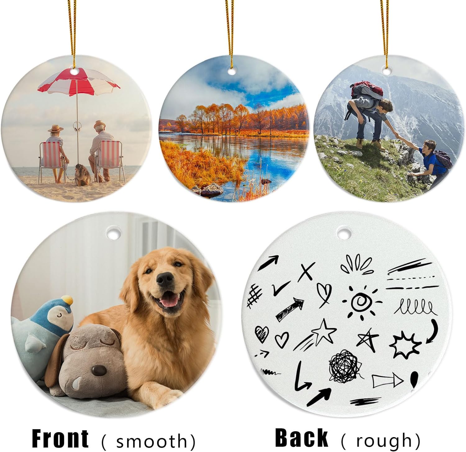 Sublimation Ceramic Ornaments - Bulk White Round Porcelain Ornament Blanks for Heat Press Printing