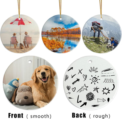 Sublimation Ceramic Ornaments - Bulk White Round Porcelain Ornament Blanks for Heat Press Printing