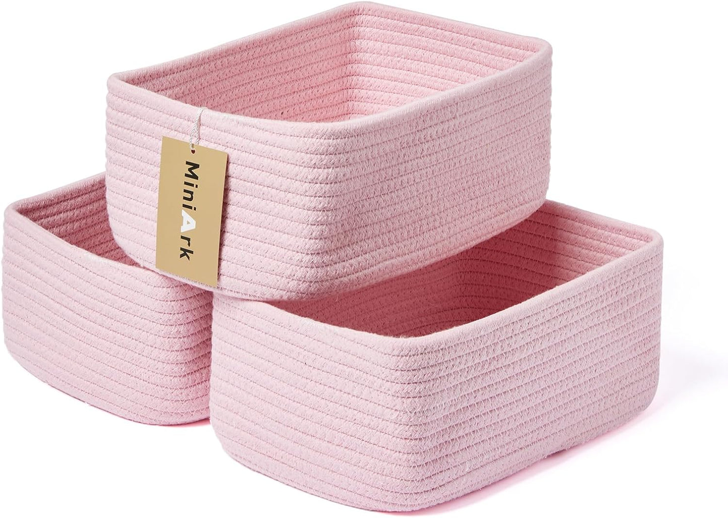 Small Storage Baskets for Organizing | Closet Organizer Bins | Shelf Toy Basket | Woven Rope
