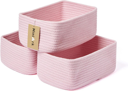 Small Storage Baskets for Organizing | Closet Organizer Bins | Shelf Toy Basket | Woven Rope
