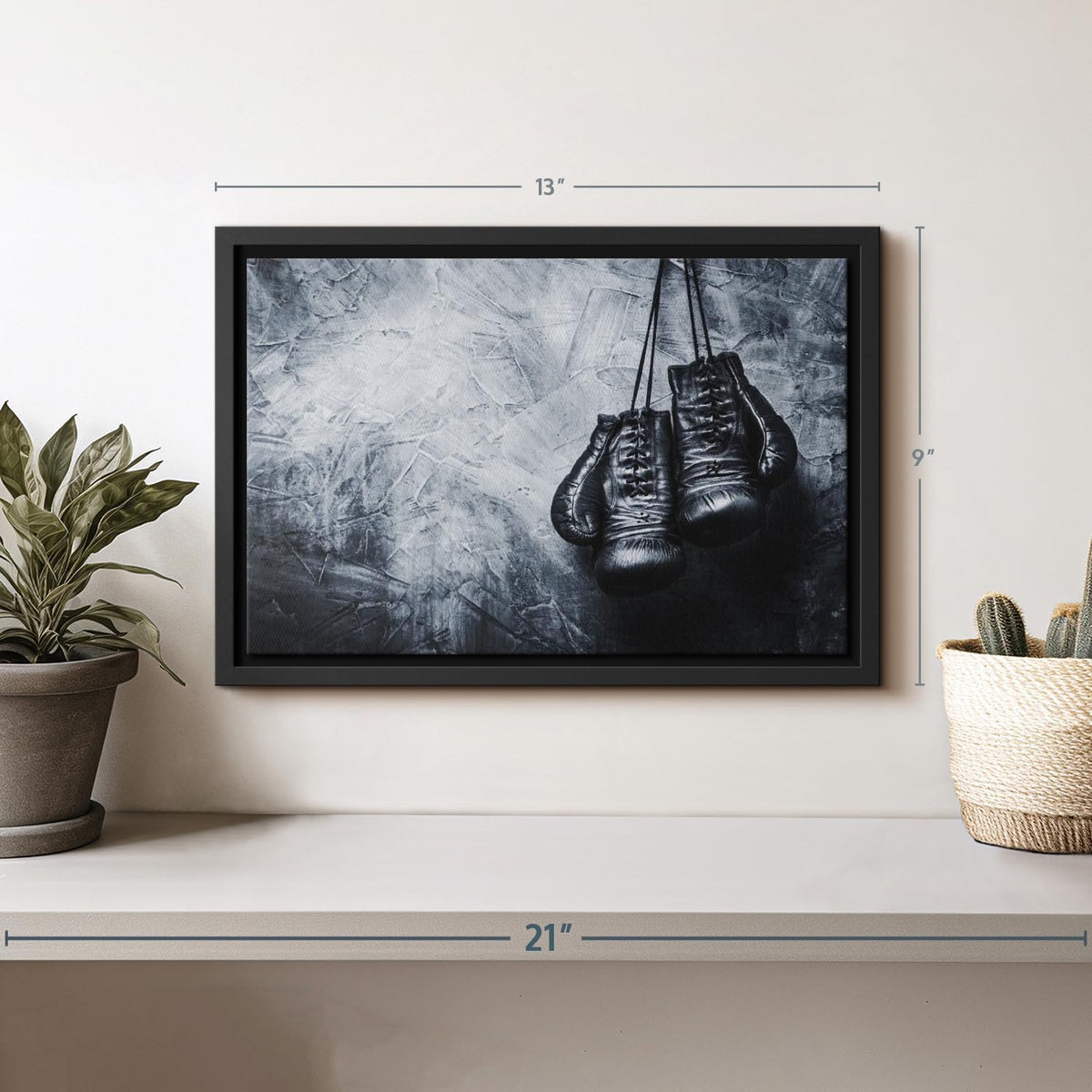 ElephantStock Boxing Gloves Wall Art - Horizontal Framed Canvas - 1-Piece Living Room Wall Decor