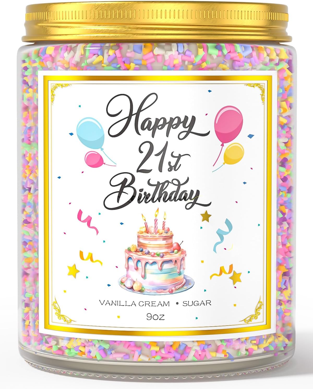 21st Birthday Candles Gifts for Women- 9 oz Happy Birthday Candle with Vanilla Birthday Cake Scent