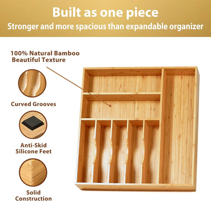 Umilife Large Kitchen Drawer Organizer, 19"x19" Silverware Utensils Organizer, 2.5" High for Large