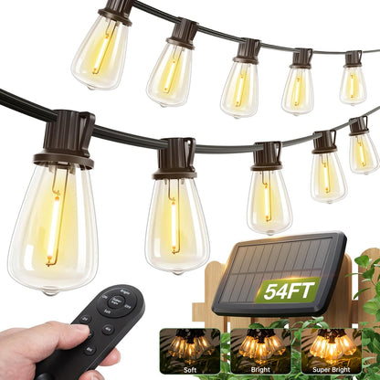 addlon 54(48+6) FT Solar String Lights Waterproof,Patio Lights Solar Powered with Remote & USB Port